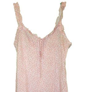 Women's Sundress Dusty Pink Floral Elastic Straps Zipper on Back Size Large
